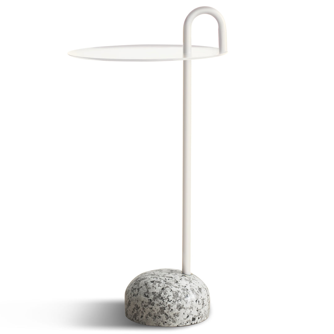 Minimalist steel marble side table loop conceptual design.