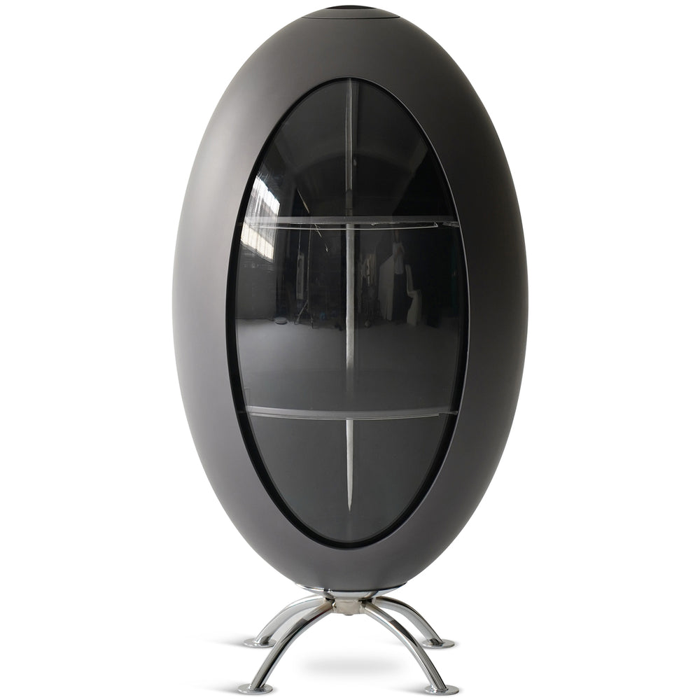 Minimalist abs side cabinet egg in white background.