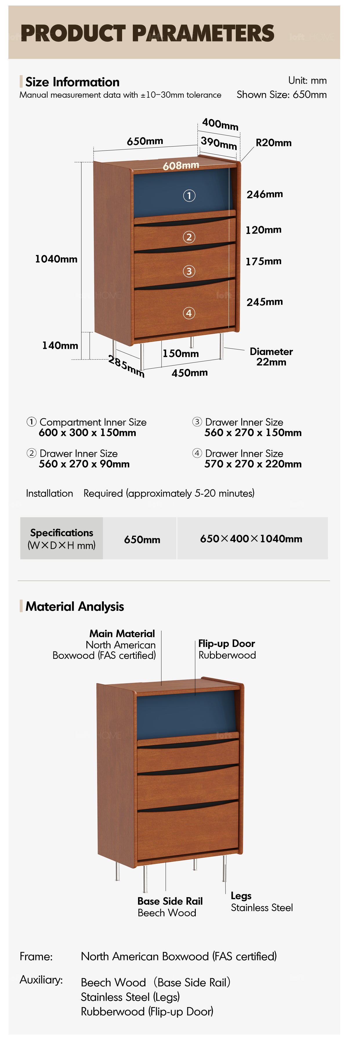 Bauhaus Boxwood Chest Of 4 Drawers MIES Good to Know - 6
