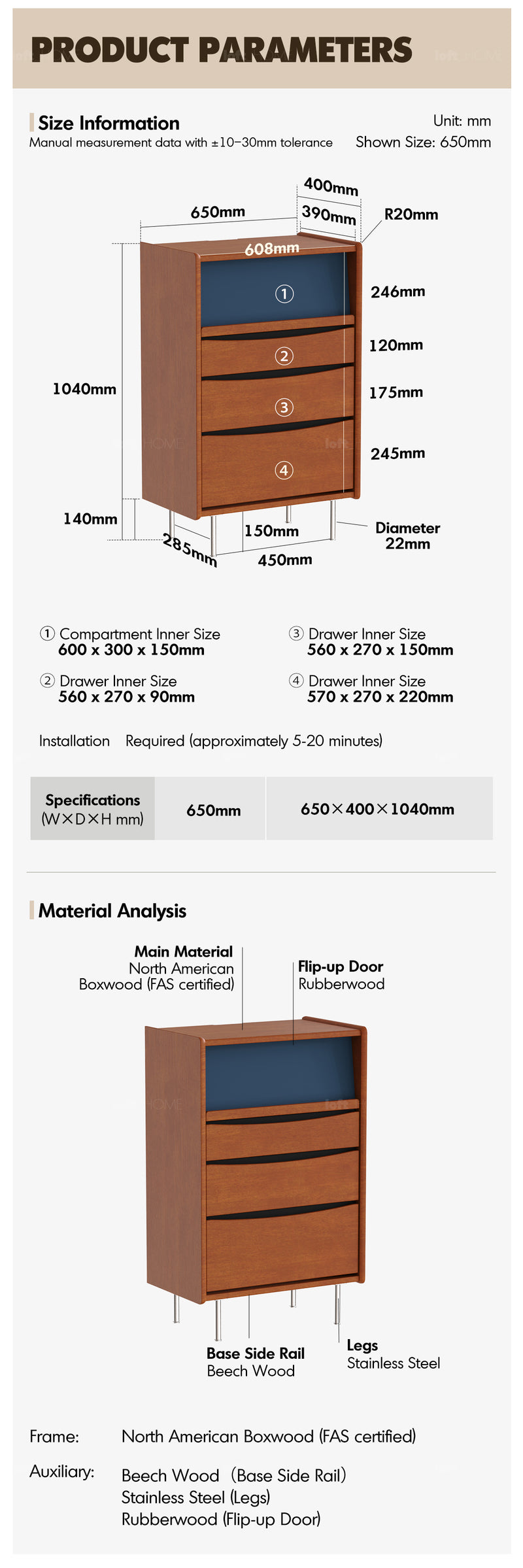 Bauhaus Boxwood Chest Of 4 Drawers MIES Good to Know - 6