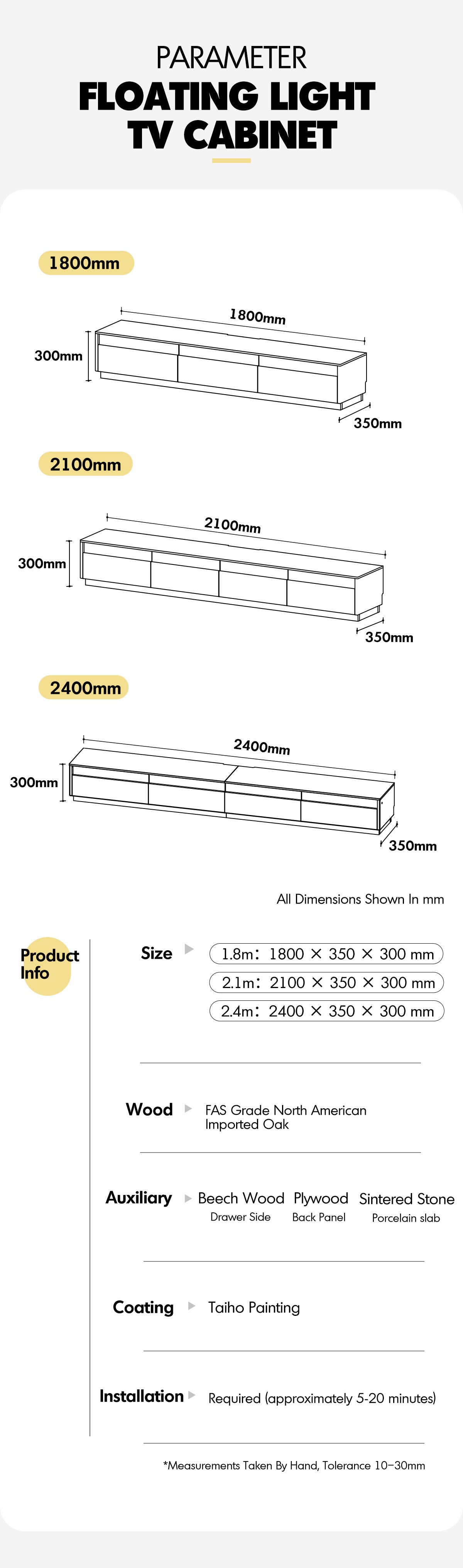 Scandinavian Oak Wood TV Console FLOATING LIGHT Good to Know - 8