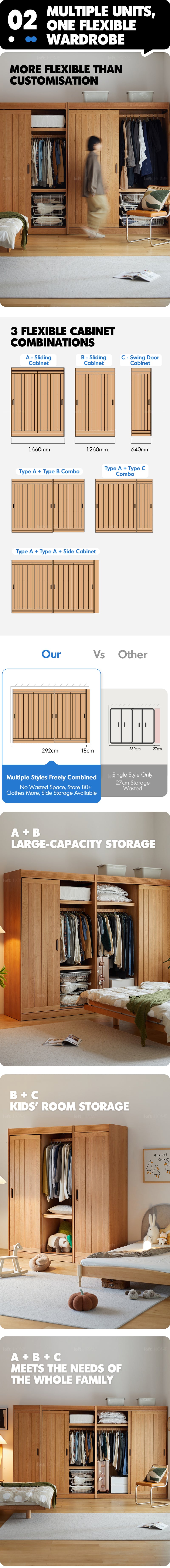 Scandinavian Cherry Wood Sliding Door Wardrobe NAVA Good to Know - 6