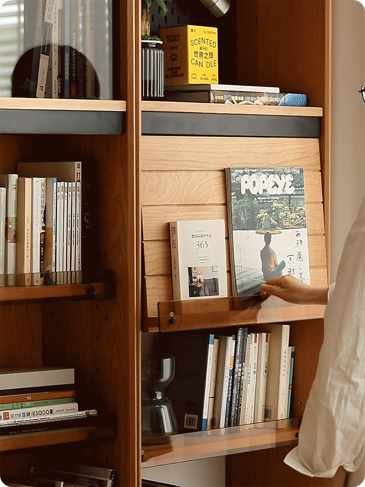 Scandinavian Cherry Wood Bookshelf STORY Good to Know - 6