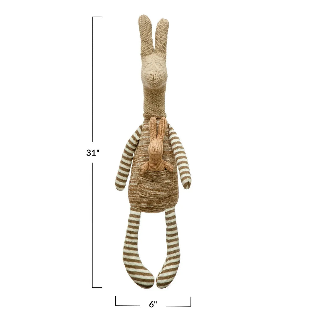 6"l x 31"h plush kangaroo w/ joey, brown w/ white stripes decor size charts.