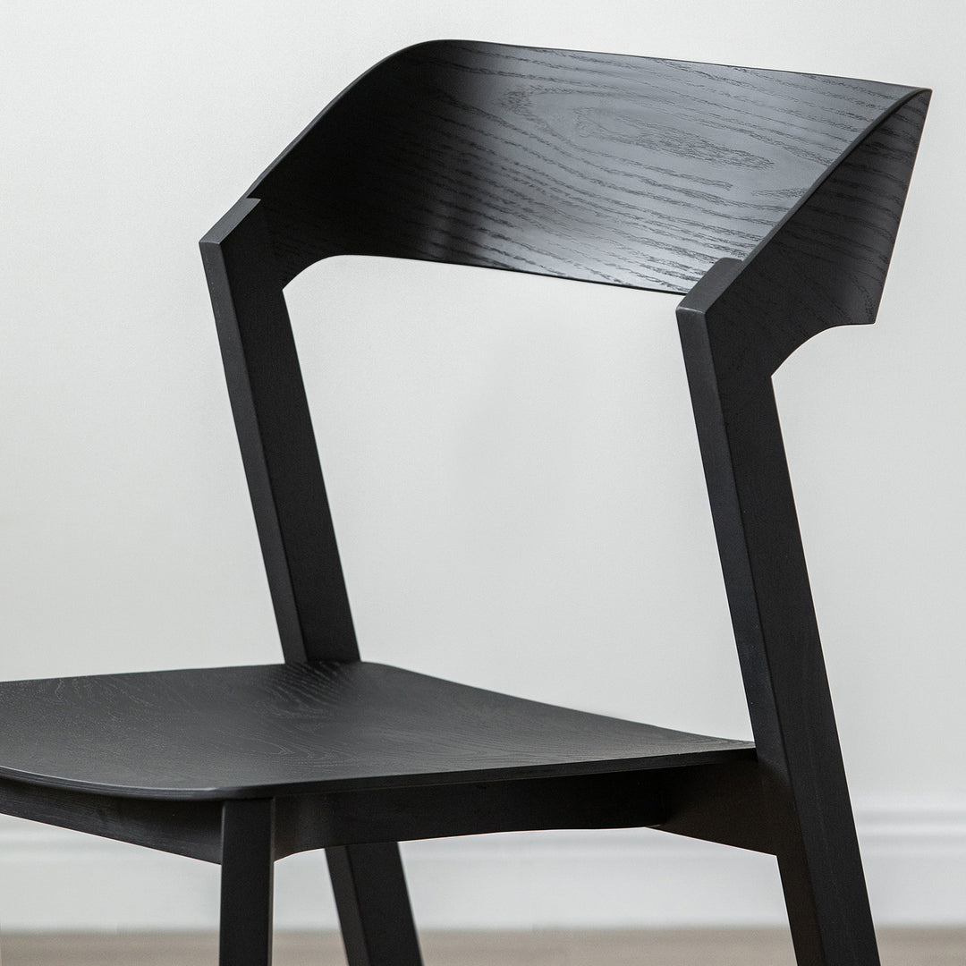 Minimalist ash wood dining chair pearl with context.