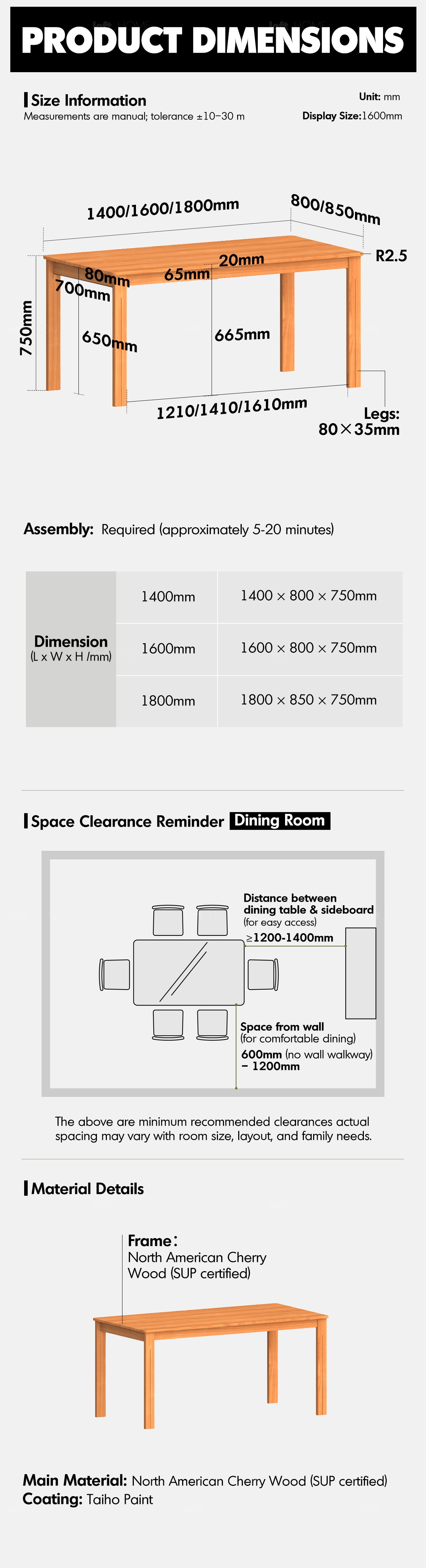 Scandinavian Cherry Wood Dining Table ECLIPSE Good to Know - 7