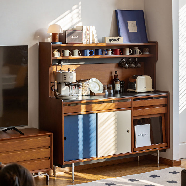 Vintage sintered stone storage side cabinet mies in details.