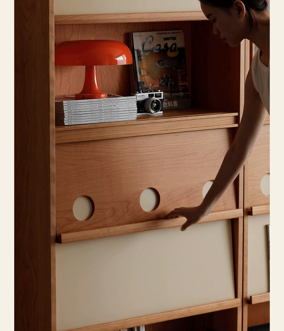 Scandinavian Cherry Wood Bookshelf TIME Good to Know - 8