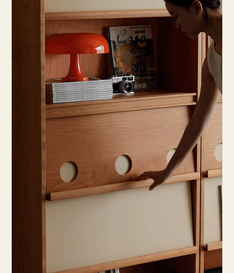 Scandinavian Cherry Wood Bookshelf TIME Good to Know - 8