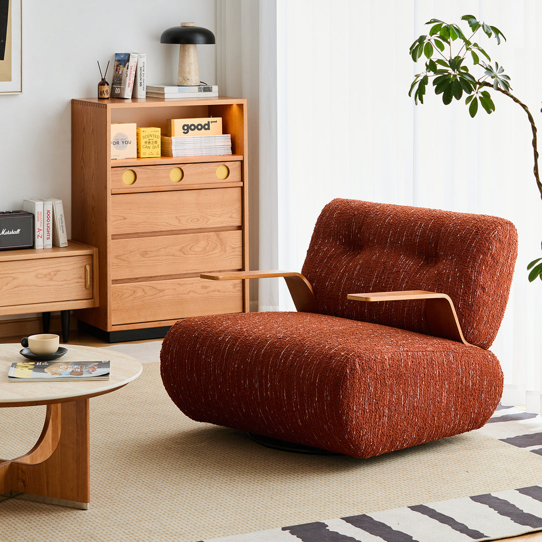 Modern Mixed Weave Fabric Revolving 1 Seater Sofa BENNY