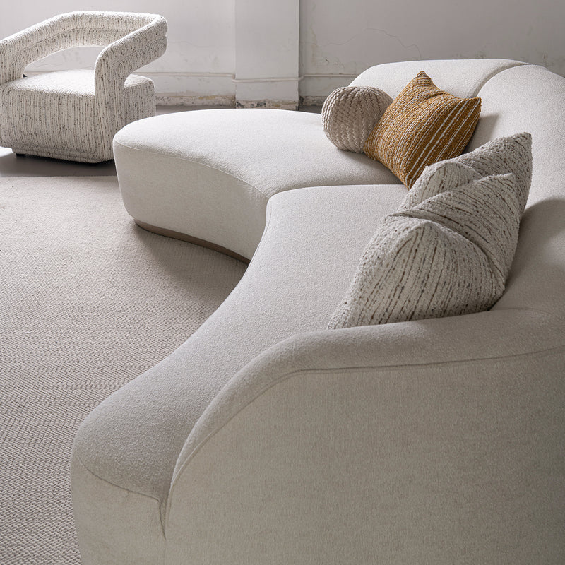Modern boucle fabric modular l shape sectional sofa 3+l loomi in details.
