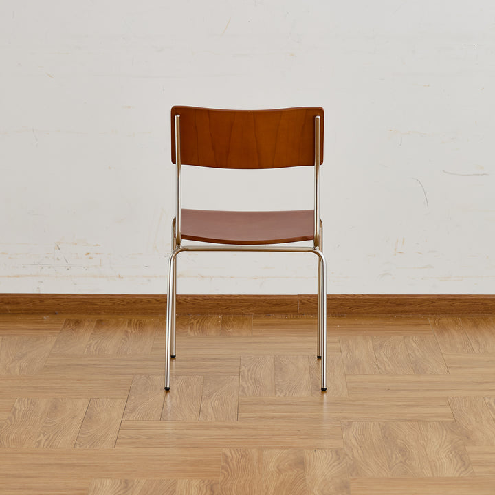 Scandinavian boxwood armless dining chair pinecone in details.