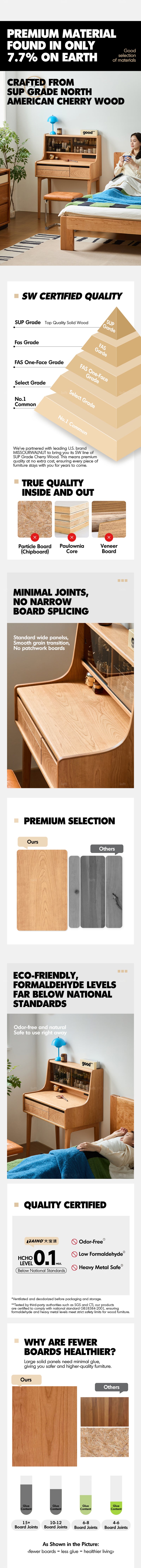 Scandinavian Cherry Wood Dressing Table FLOATING LIGHT Good to Know - 8