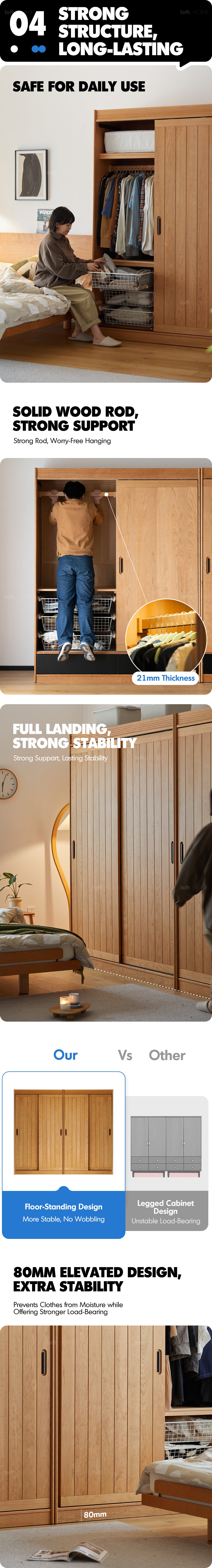 Scandinavian Cherry Wood Sliding Door Wardrobe NAVA Good to Know - 8