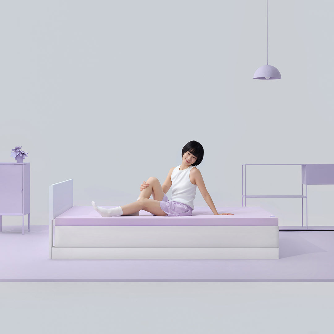 6cm hybrid medium firm cooling skin mattress bluebox in panoramic view.