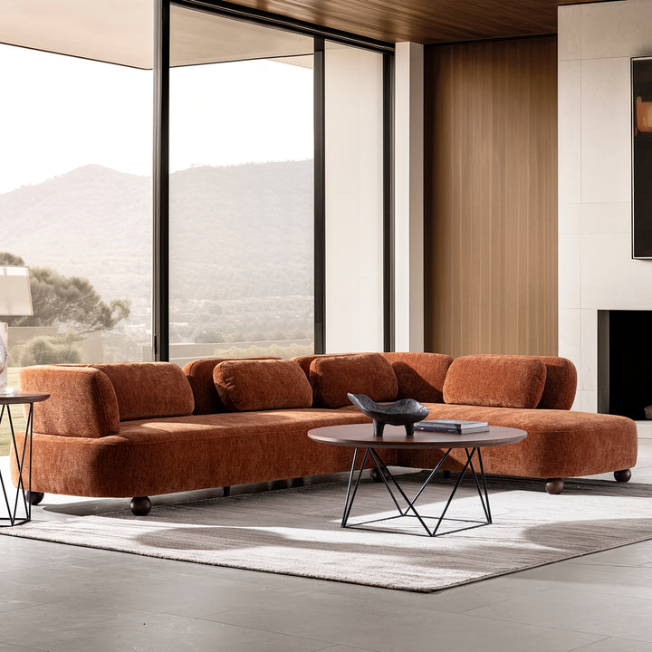Cream velvet fabric modular corner 3 seater sofa bubba in details.