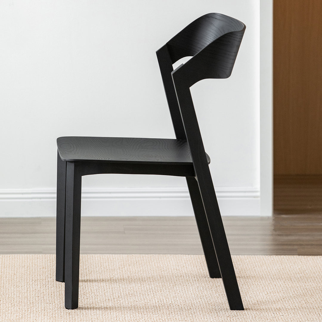 Minimalist ash wood dining chair pearl in details.