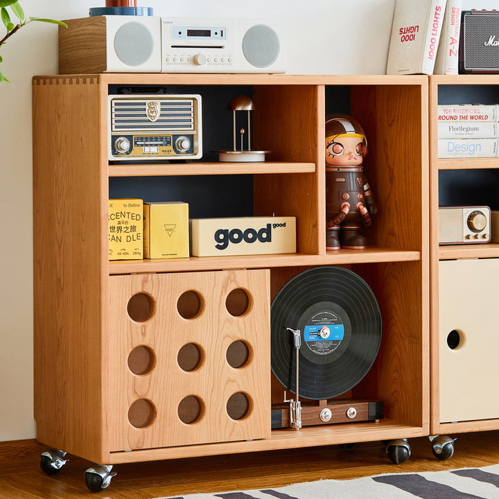 Scandinavian-cherry-wood-modular-cabinet-time in details.