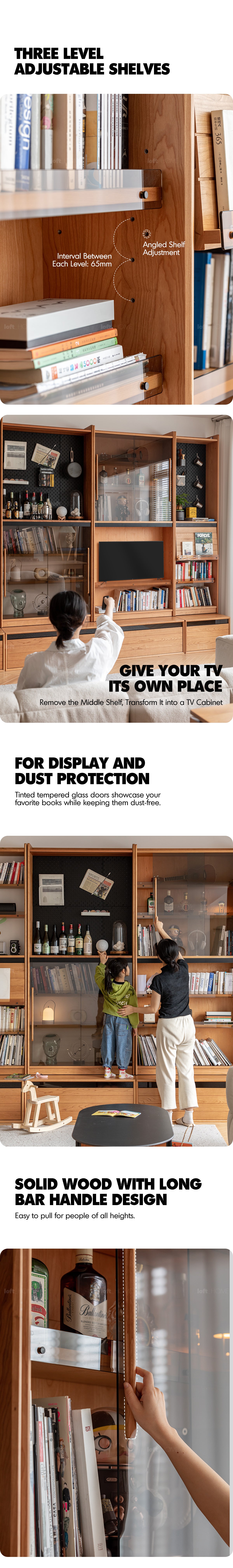 Scandinavian Cherry Wood Bookshelf STORY Good to Know - 9