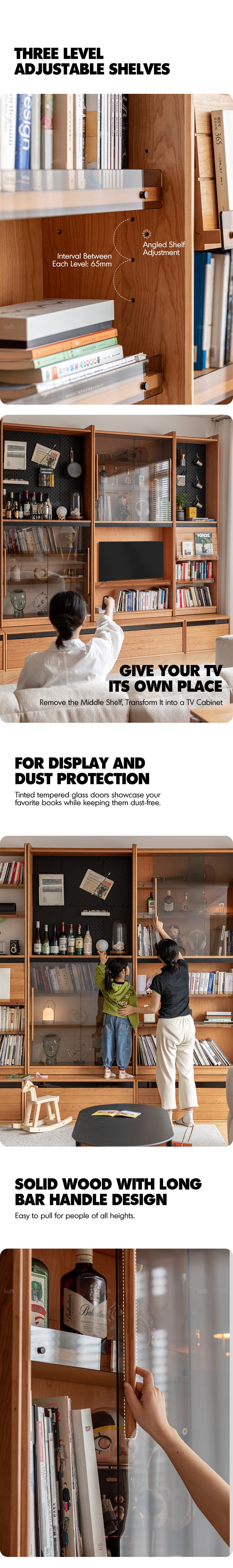 Scandinavian Cherry Wood Bookshelf STORY Good to Know - 9