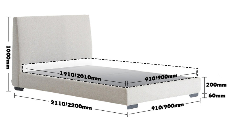Minimalist Fabric Bed WOODS Size Chart_2