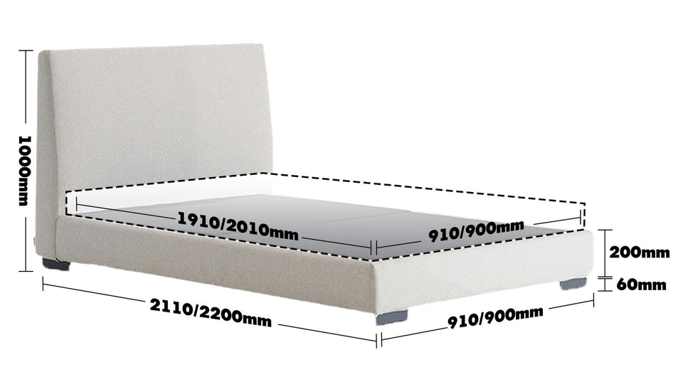 Minimalist Fabric Bed WOODS Size Chart_2