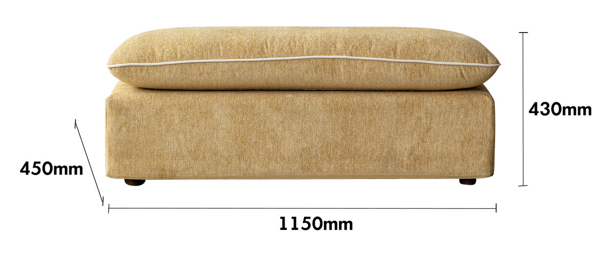 Scandinavian Chenille Velvet Fabric Ottoman MIRA Size Chart
