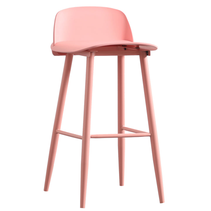(Fast Delivery) Scandinavian Plastic Bar Chair NORMANN PP PINK White Background