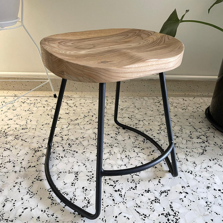 Industrial Elm Wood Dining Stool SANCTUM COUNTRY