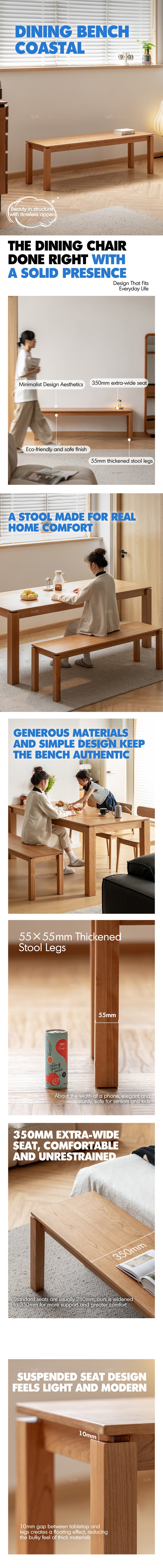 Scandinavian Cherry Wood Dining Bench COASTAL Good to Know Preview-1