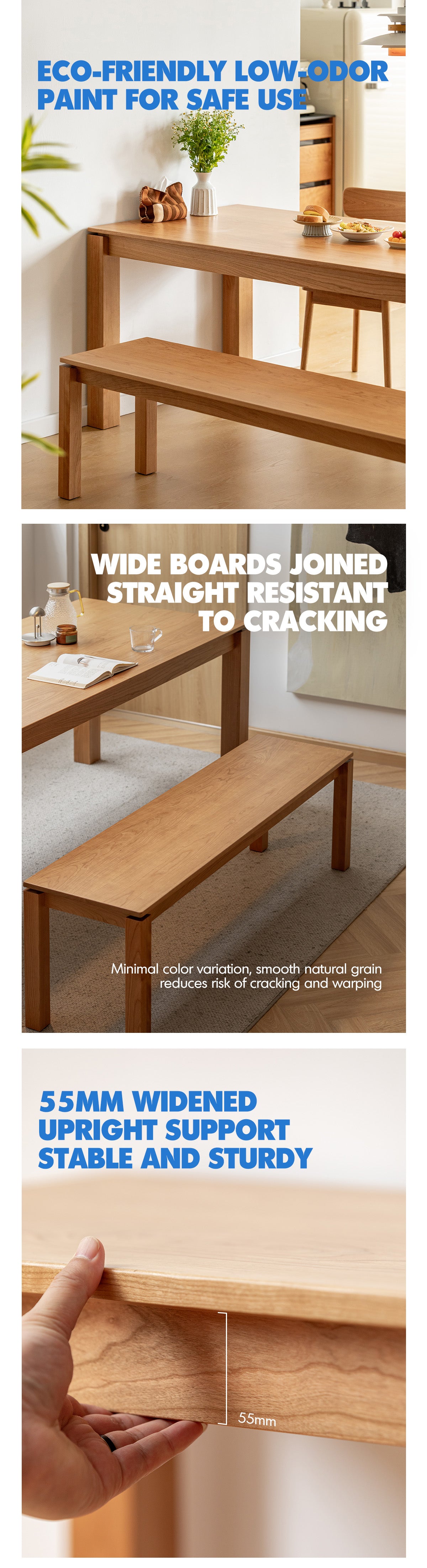 Scandinavian Cherry Wood Dining Bench COASTAL Good to Know - 4