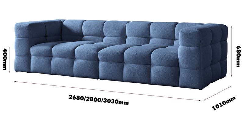 Cream Boucle Fabric 4 Seater Sofa BOBA Size Chart