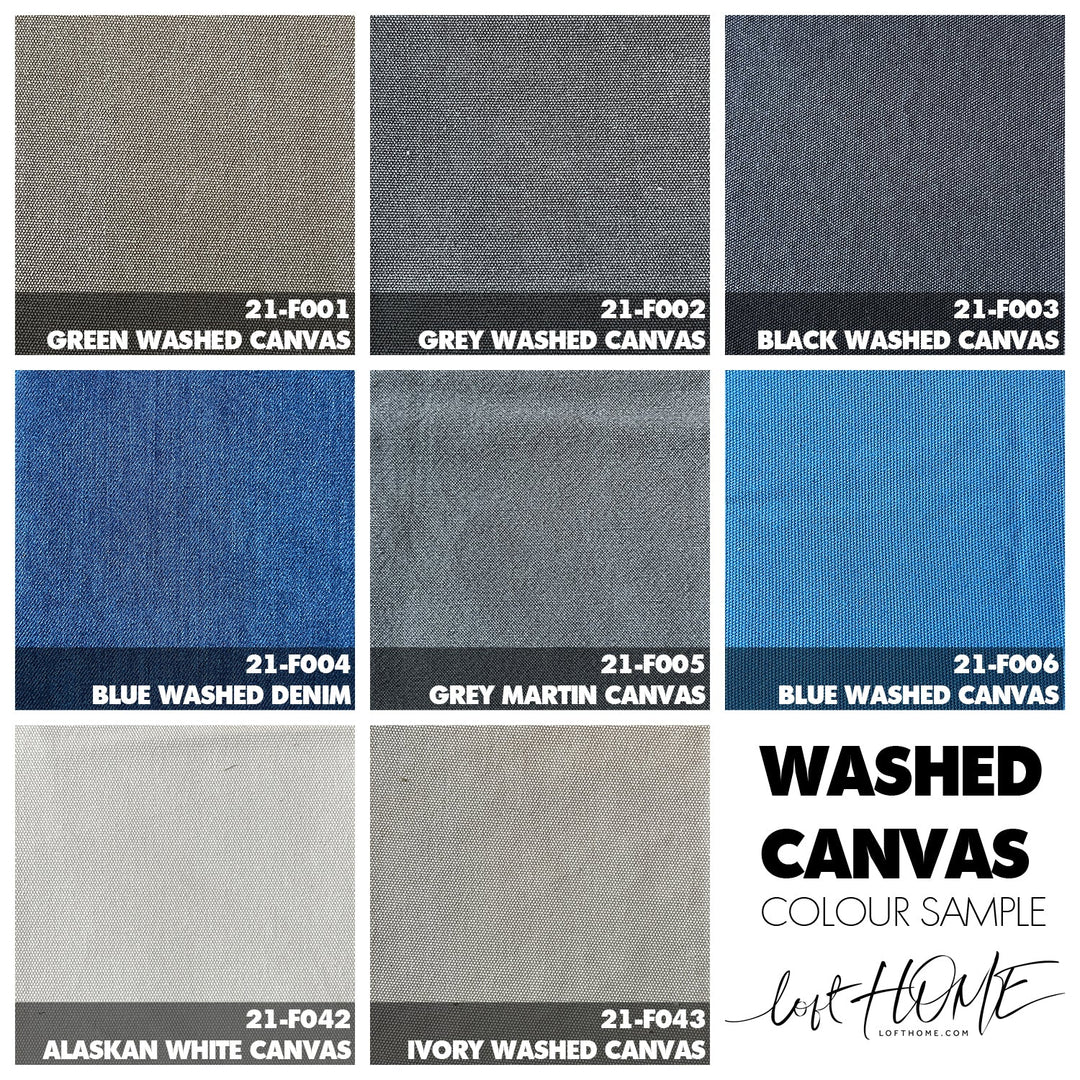 Vintage canvas fabric 3.5 seater sofa finesse color swatches.