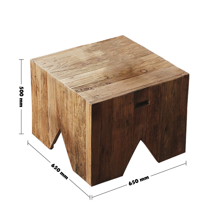 Rustic Elm Wood Coffee Table FORTRESS ELM Size Chart