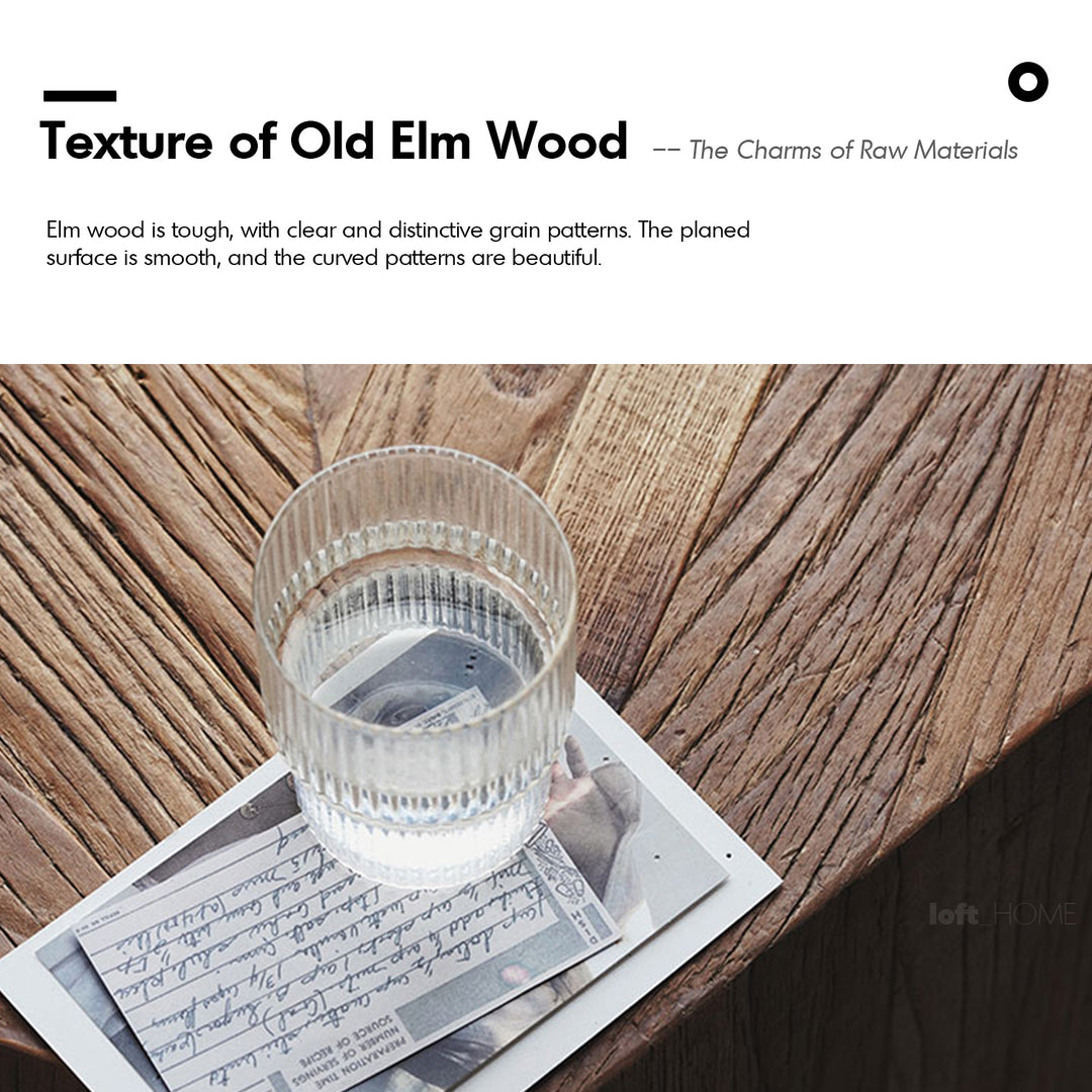 Rustic Elm Wood Coffee Table HEXAGON ELM In-context