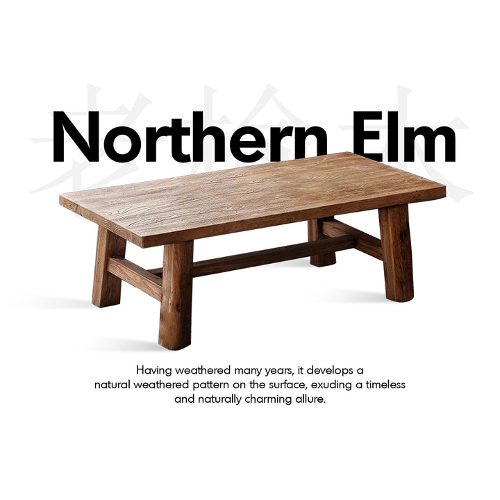 Rustic Elm Wood Coffee Table NORTHERN ELM Panoramic