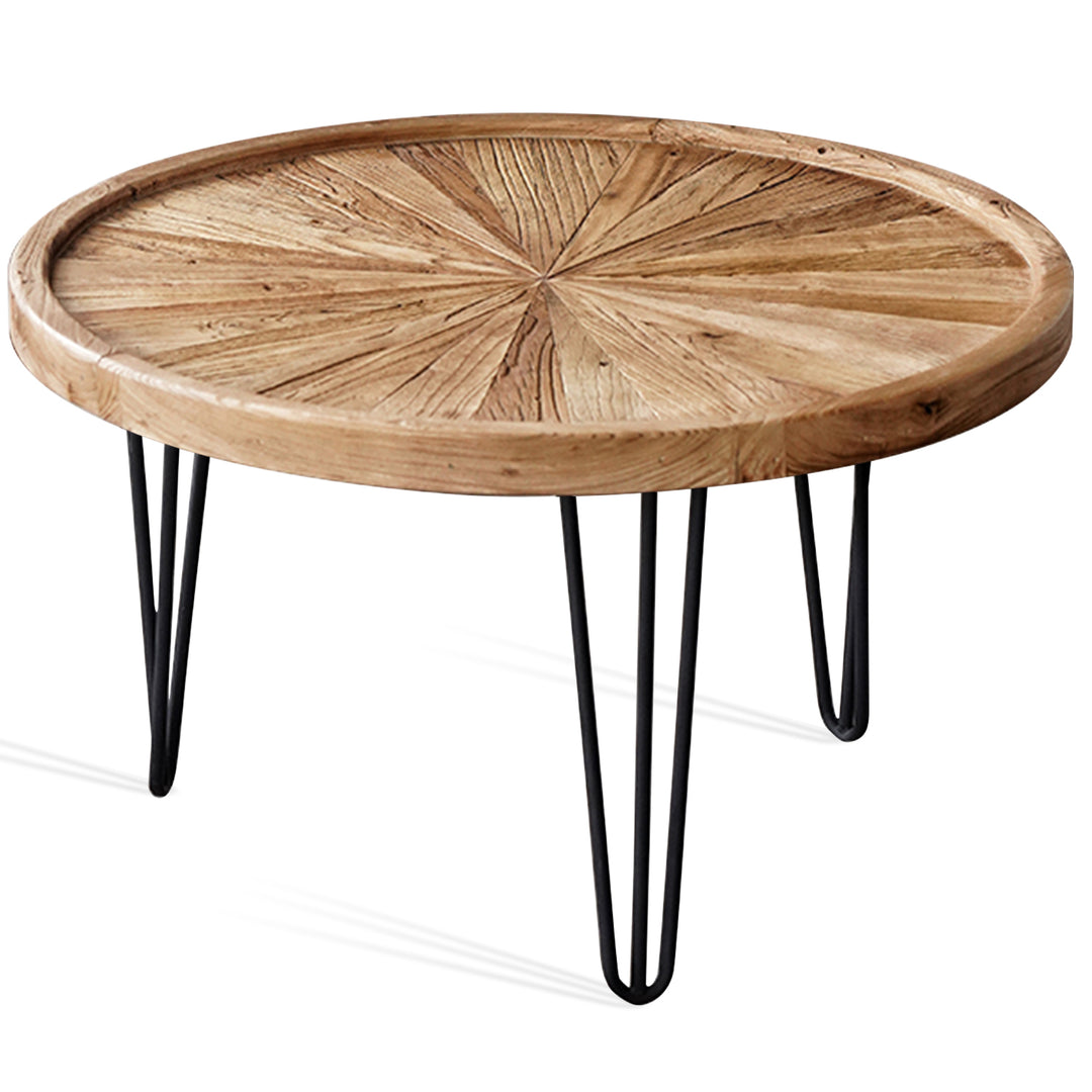 Rustic Elm Wood Round Coffee Table AURA ELM Detail 3