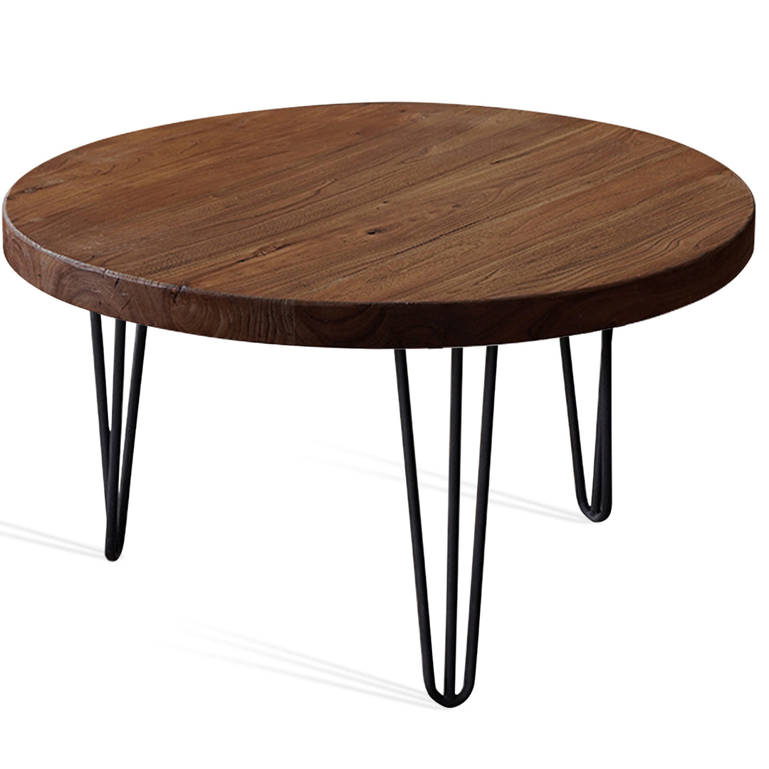 Rustic Elm Wood Round Coffee Table AURA ELM Detail 4