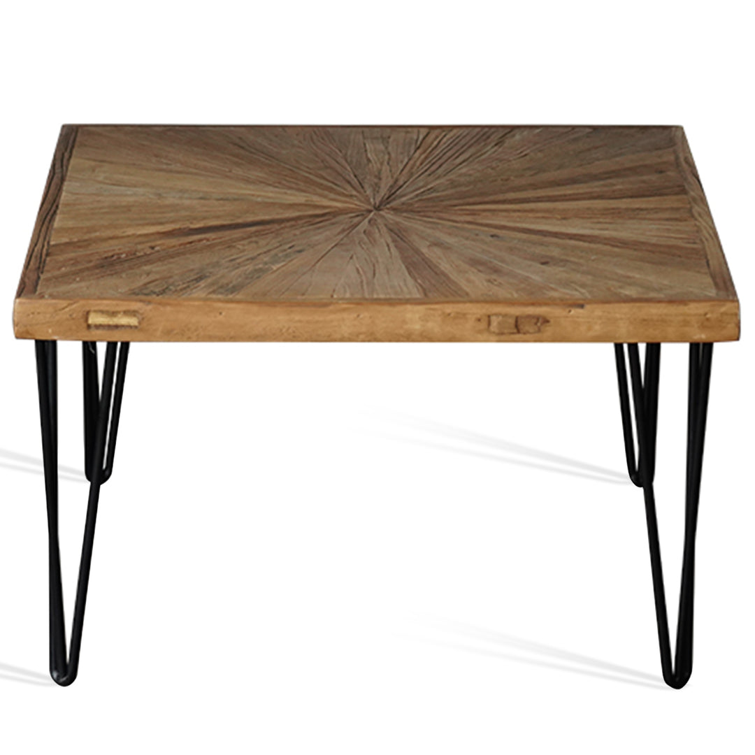 Rustic Elm Wood Square Coffee Table VERTIGO ELM Detail 1