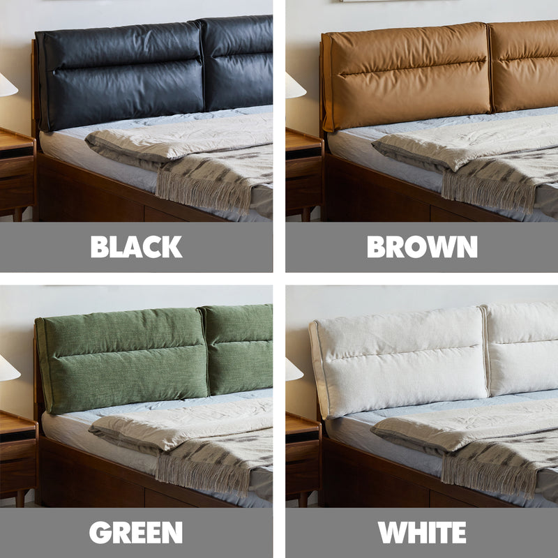 Japandi Walnut Wood Cushion Lift-Up Storage Bed With Drawer KANGAROO Color Swatches