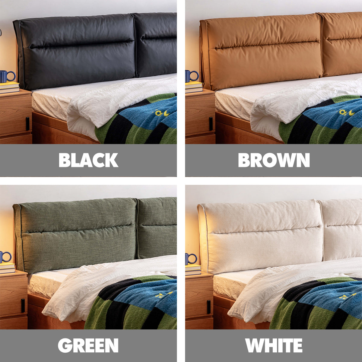 Scandinavian Cherry Wood Cushion Lift-Up Storage Bed With Drawer KANGAROO Color Swatches