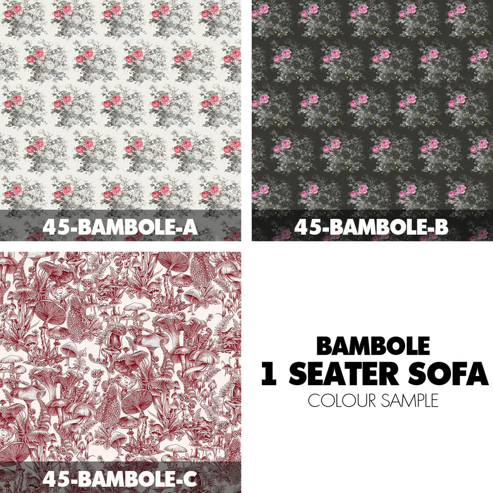 Bauhaus Fabric 1 Seater Sofa BAMBOLE Color Swatches