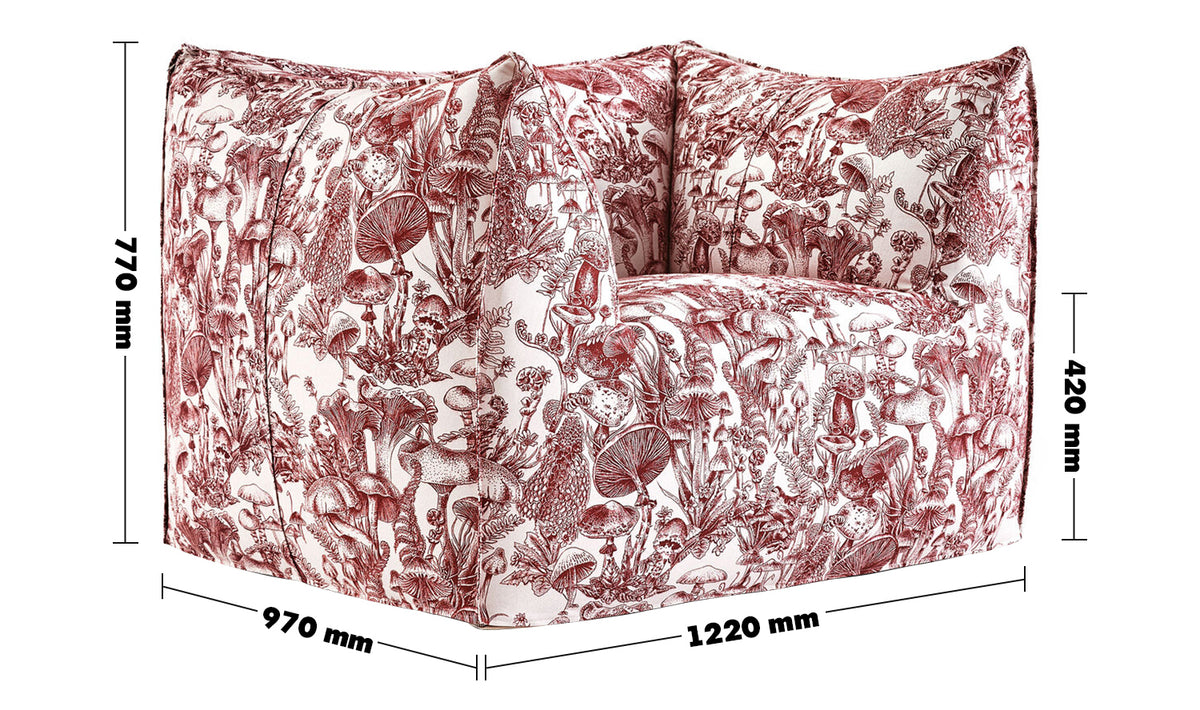Bauhaus Fabric 1 Seater Sofa BAMBOLE Size Chart