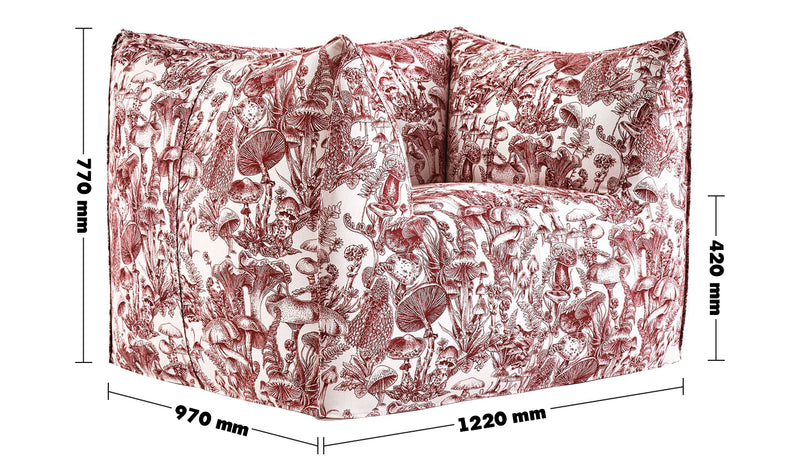 Bauhaus Fabric 1 Seater Sofa BAMBOLE Size Chart