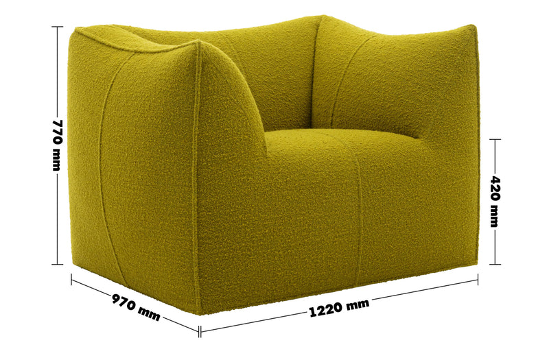 Bauhaus Fabric 1 Seater Sofa BRONTE Size Chart