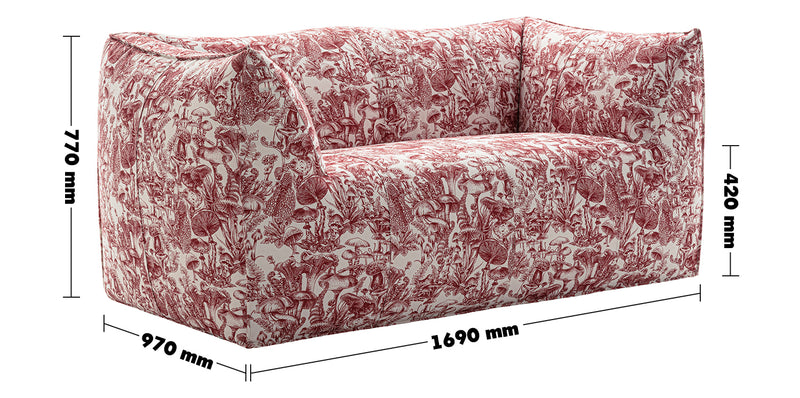 Bauhaus Fabric 2 Seater Sofa BAMBOLE Size Chart