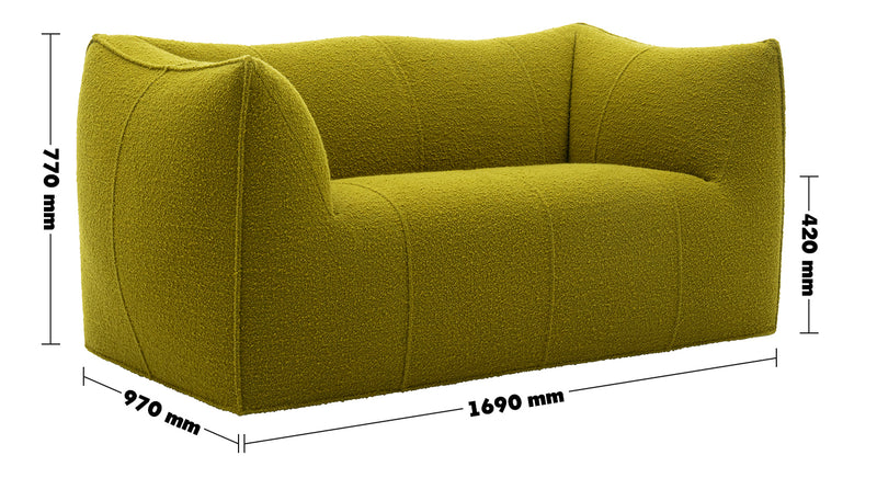 Bauhaus Fabric 2 Seater Sofa BRONTE Size Chart