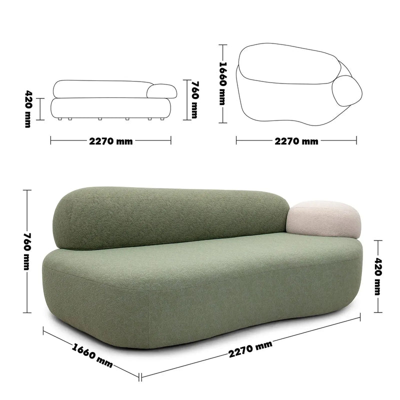 Bauhaus fabric 3 seater sofa pebble chaise size charts.