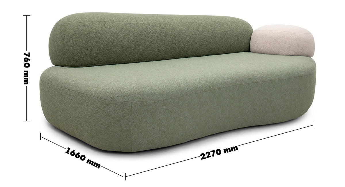 Bauhaus Fabric L Shape Sectional Sofa PEBBLE 3+L Size Chart