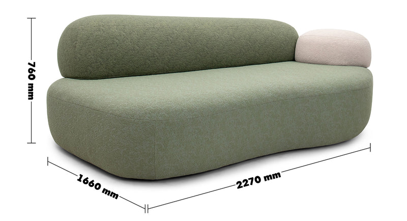 Bauhaus Fabric L Shape Sectional Sofa PEBBLE 3+L Size Chart